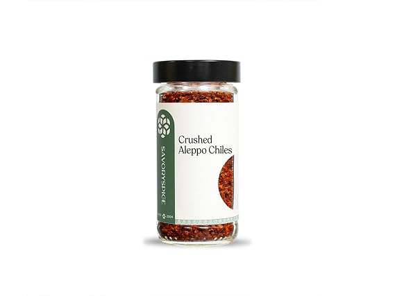 Savory Spice Crushed Aleppo Chiles - Aleppo Pepper Flakes for Pizza, Pasta, Eggs, Hummus & Middle Eastern Cooking - Mild-Medium Heat (1.75 oz)