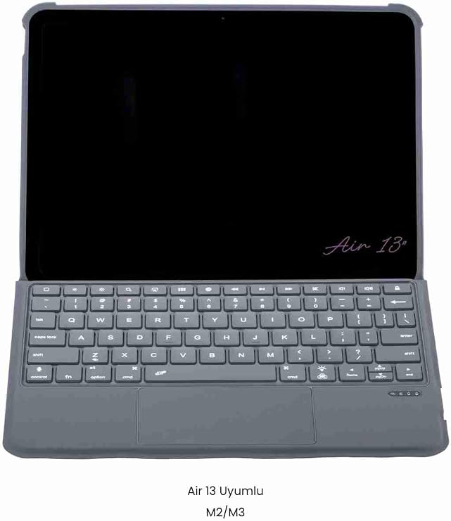 Fuchsia iPad Air 13 ile Uyumlu M2/M3 360° Manyetik Standlı Touchpadli Katanya Klavyeli Tablet Kılıfı