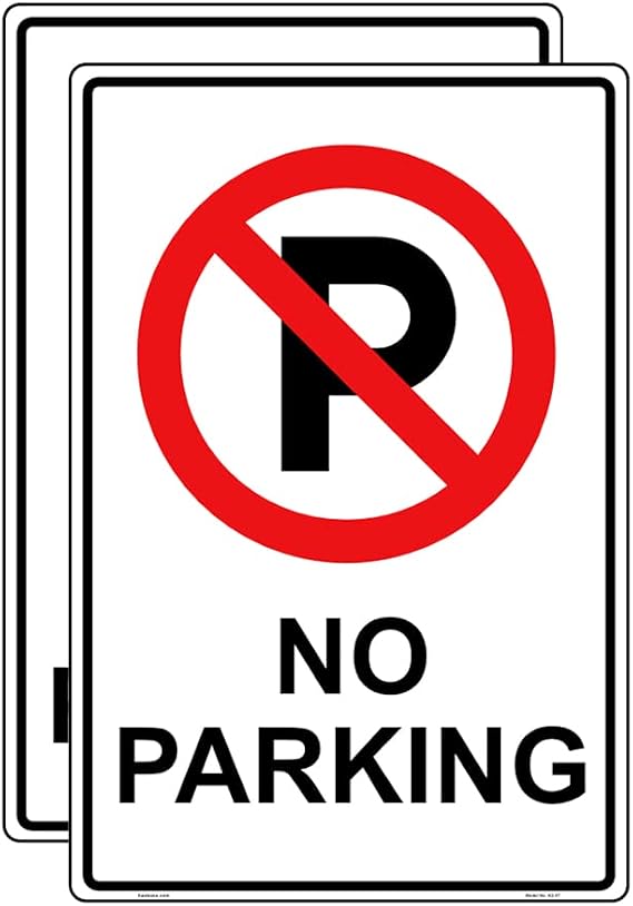 2 Pcs No Parking Big Sign Sticker - 20 cm x 30 cm - Self Adhesive Vinyl Red, Black