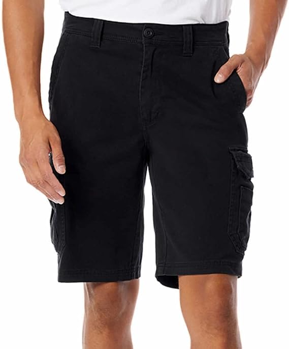 UNIONBAY Mens Midweight Flex Waist Cargo Shorts (Black, 36)