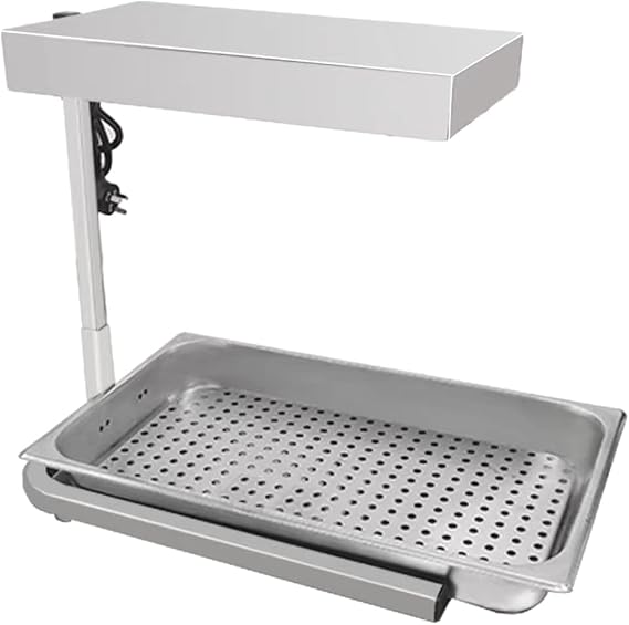 Commercial French Fry Warmer with Fixed Stand Food Heat Lamp Countertop Dump Station