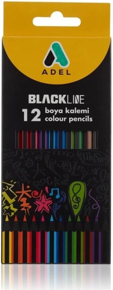 Adel Blackline Boya Kalemi 12 Renk, Tam Boy