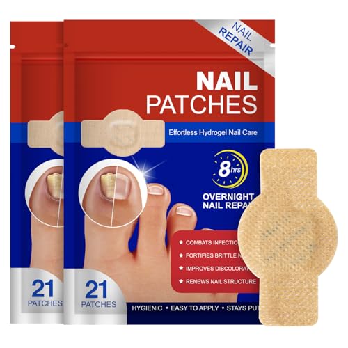 Nail Treatment Patches, 42 Pcs Discolored Thickened Nails Repair, 8 Hour Nightime Nail Renewal Waterproof for men women