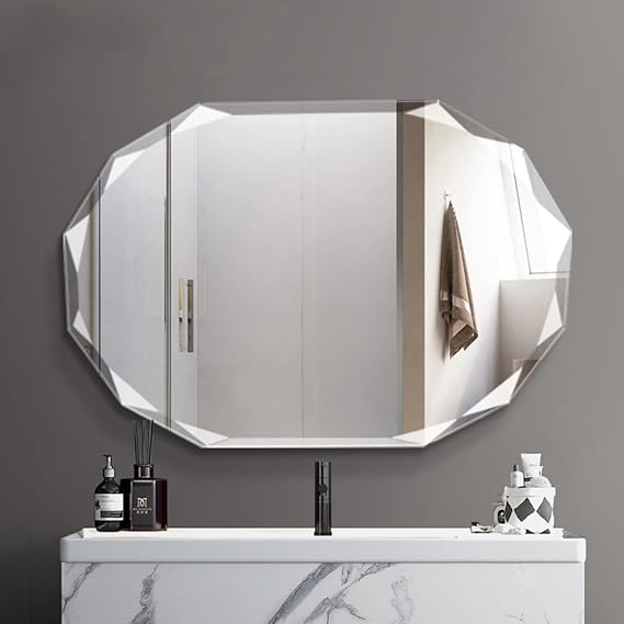SNUGACE Single Beveled Edge Frameless Wall Mount Bathroom Vanity Mirror, 20 X 28