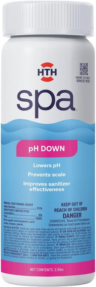 HTH Spa 86132 pH Down, Spa & Hot Tub Chemical Lowers pH, Prevents Scale, 2.5 lbs