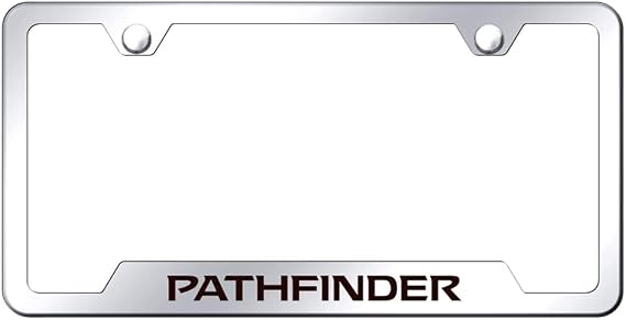 Nissan Pathfinder License Plate Frame - Laser Etched Cut-Out Frame - Stainless Steel