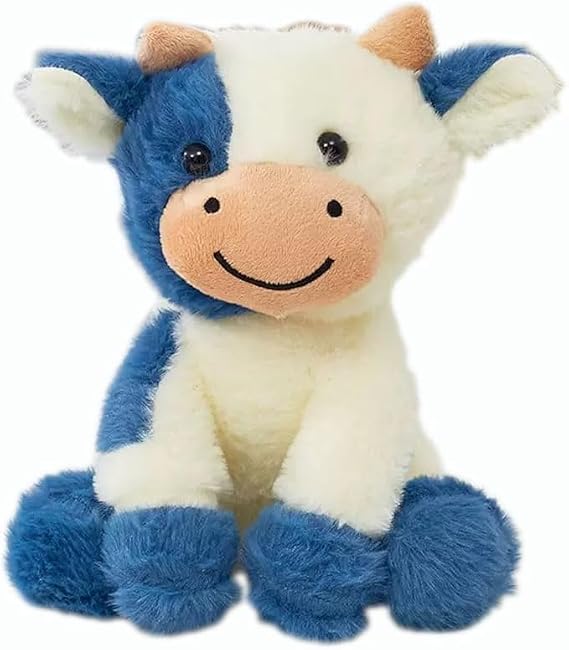 Cow Stuffed Animals Soft Plush Cute Cow Doll for Boys Girls 8in (zuo NIU Shen lanse)