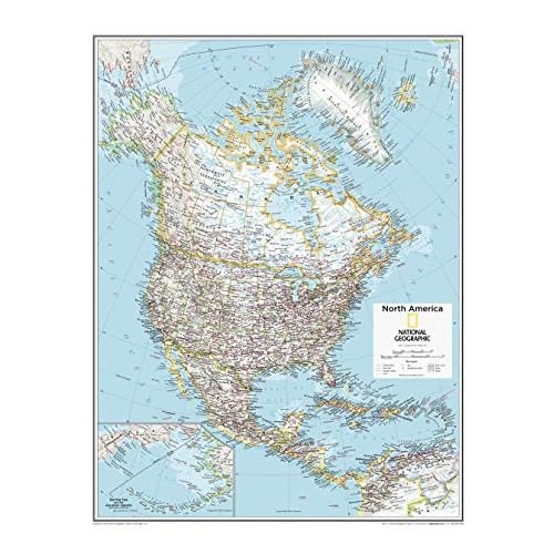 National Geographic: North America Political Wall Map - 22 x 28 inches - Laminated