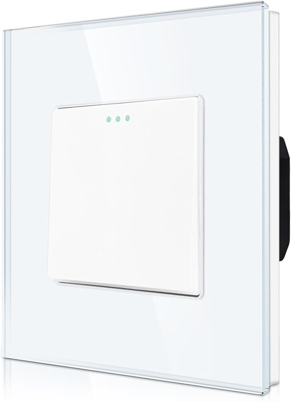 CNBINGO Rocker Light Switch,1 Gang 1 Way,Glass Single Light Switches White