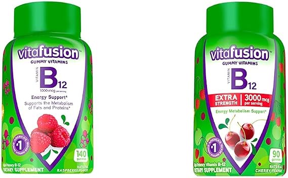 Vitafusion Vitamin B12 Gummy Vitamins, 140 Count & Extra Strength Vitamin B12 Gummy Vitamins, 90 Count Bundle