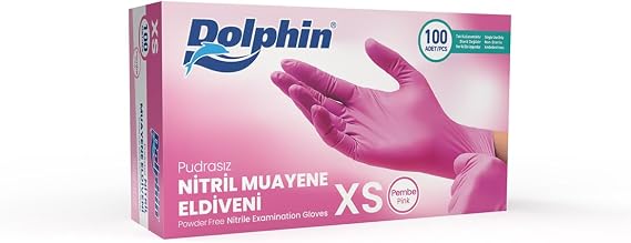 Dolphin Pembe Nitril Eldiven Pudrasız (XS) 100'lü Paket