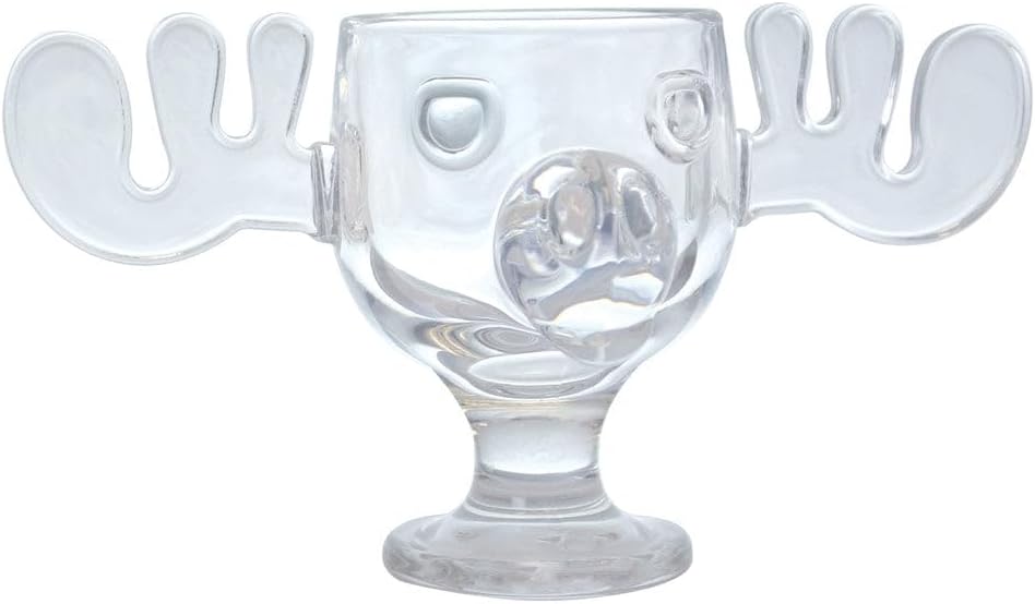 Glass 8oz Christmas Moose Mug Goblet