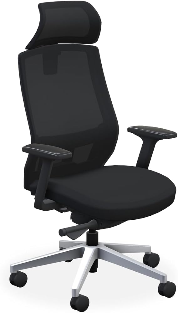 UPLIFT DESK Envoke Ergonomic Office Chair - Adjustable Lumbar Support, Mesh Back, Headrest, Synchro-Tilt Recline Home Office Desk Chairs with 3-Way Arms, 300 lb Capacity (Black)