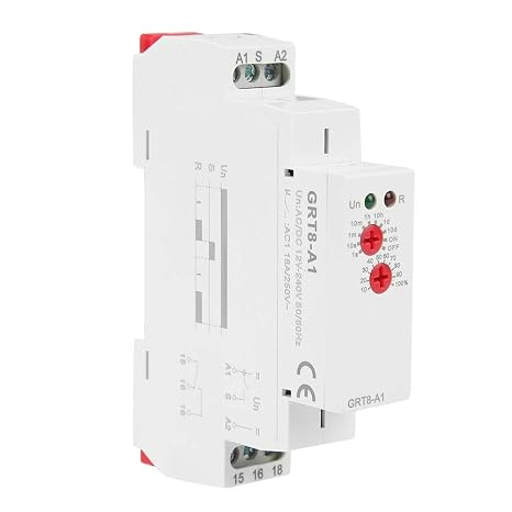 Timer Relay Timer, GRT8-A1 Mini ON Delay Timer, AC / DC 12V ~ 240V One-Function Delay Relay with DIN Rail