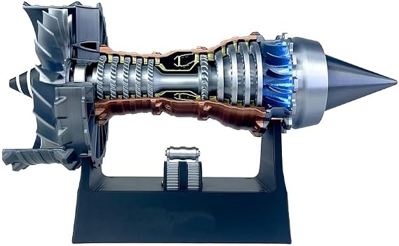 Jet Aircraft Engine Model, Turbo Fan Engine Model Set, Electric Engine Model, Experimental Aircraft Jet Engine with Starting Function, Shockproof Base, 3D Mechanical Model, Suitable for Kids