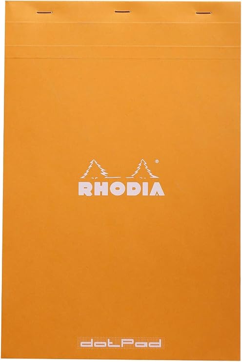 Rhodia Notepad, No19 A4+, Dot - Orange, 8 1/4" x 12 1/2"