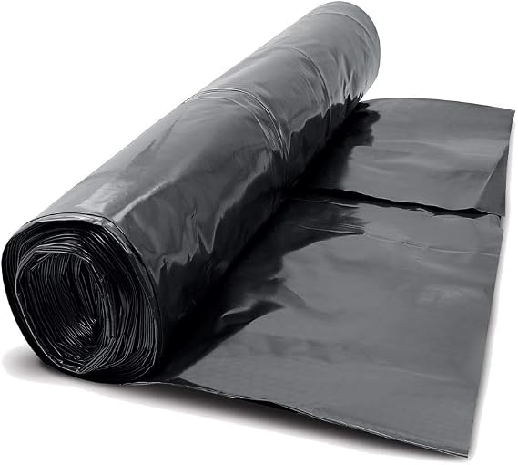 Black Polythene Plastic Damp Proof Membrane Cover DPM 300mu (8mx4m)
