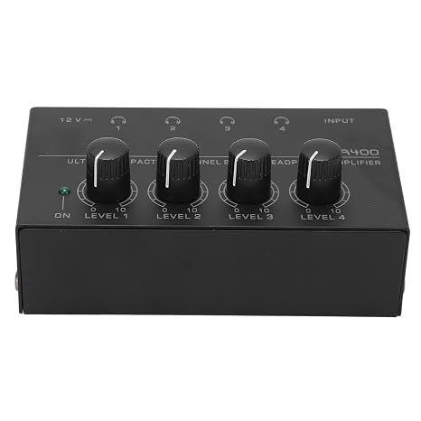 Headphone Amplifier 4 Channel HA400 Stereo Compact Low Noise US Plug 100-240VAC with 1/4in TS Connector