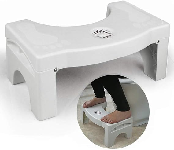 7" Folding Squatting Toilet Stool Plastic Non-Slip Foldable Bathroom Stools Toilet Step Stool Kids Comfortable Squat Aid Stool with Aromatherapy Clean Toilet Air