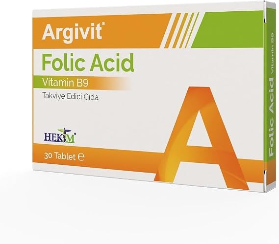Argivit Folic Acid Supplement, Vitamin B9 Capsules for Normal Cell Division, Blood Formation and Amino Acid Synthesis, 30 Capsules