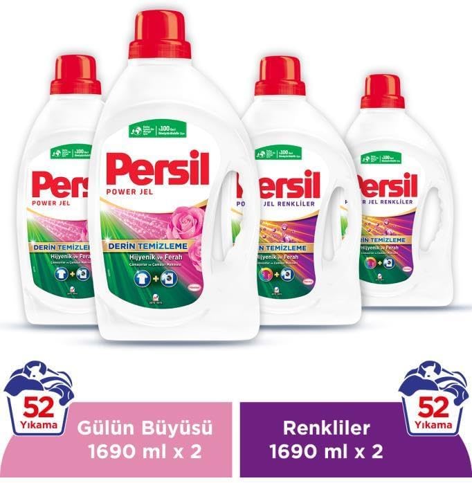 Persil Sıvı Çamaşır Deterjanı 4 x 1690 ml (132 Yıkama) 2 Gülün Büyüsü + 2 Color