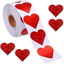 Soochat 500Pcs Glitter Red Heart Stickers, Valentine's Love Heart Decorative Sticker Valentine's Day Decorations Accessories