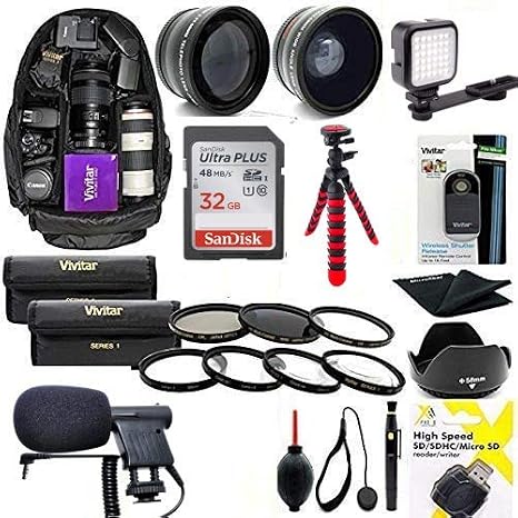 Giant All You Need KIT for Canon VIXIA HF R82, HF R80, HF R800, HF R700, HF R72, HF R70 Camcorder Includes HIGH Definition Lenses Video Light HD 5.1 Microphone Filter KIT Macro KIT Tripod Backpack