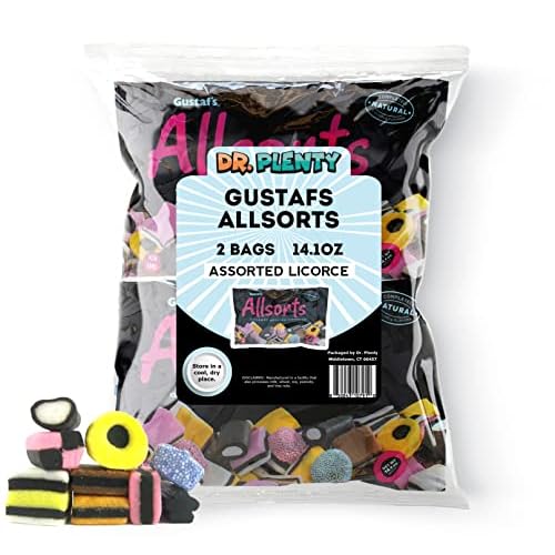 Gustafs Licorice Allsorts 14.1oz Bags 2 Pack - 1.76lbs Gourmet English Black Licorice Candy, British Candy, Allsorts Licorice Mix - By Dr. Variety
