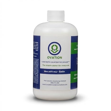 Ovation Concrete Countertop Sealer - an Easy, Food Safe Cement Seal for DIY use (16 oz Satin)
