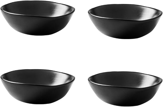 SOCOSY Classic Matte Ceramic Sauce Dishes Sushi Dipping Bowls Appetizer Plates with Irregular Ddge for Kitchen3.2'' (Set of 4)