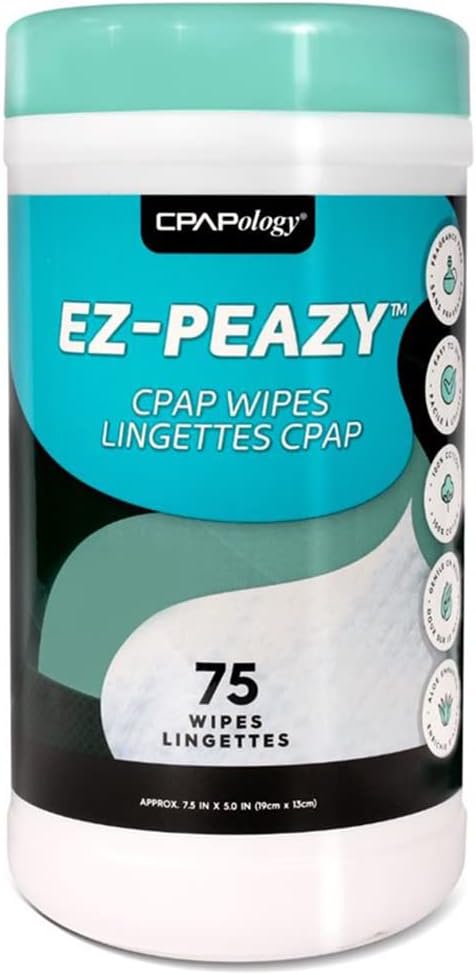 EZ-PEAZY CPAP Wipes | 75 Unscented Cotton Wipes Removes Dirt and Debris | Gentle on CPAP Mask and Equipment | Aloe Enhanced (75 Wipes (Pack of 1))