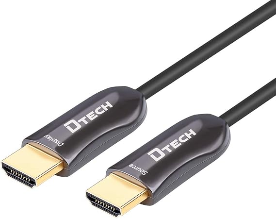 DTECH 4K Fiber Optic HDMI Cable 50ft Long Thin Optical HDMI 2.0 Cable 4K60Hz 18Gbps High Speed Slim UHD Video Cord 50 Feet for Monitor Projector