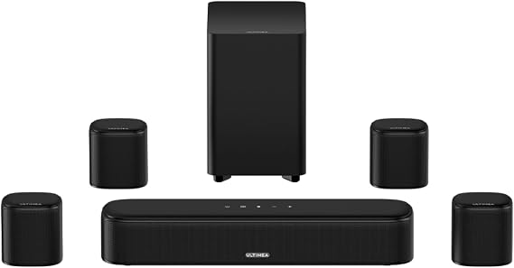 ULTIMEA 7.1ch Virtual Surround Sound Bar, with Subwoofer, 4 Surround Speakers, 330W, Sound System for Smart TV, Home Theater Soundbar for TV, App Control, Opt/AUX/BT, Aura A40 (2026 New)