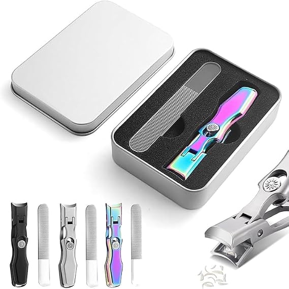 Dotmalls Nail Clipper, Nail Clippers, Cumuul Nail Clipper, Nail Clipper with Catcher, Ultra Sharp Sturdy Fingernail and Toenail Clipper Cutters (Gradient Color), Silver