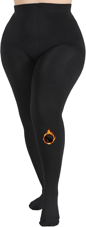 MERYLURE Plus Size Fleece Lined Tights, Warm Winter Thermal Pantyhose Women, Queen Thick High Waisted Opaque Leggings