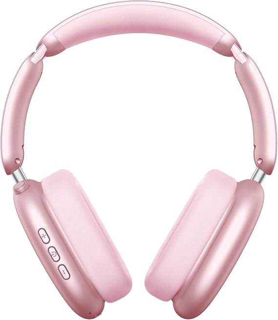 Wentronic Y02 Active Noise Cancelling Headphones, Wireless Over-Ear Bluetooth 5.4 Headphones, Multiple Modes, 60H Playtime, Hi-Res Audio, Big Bass, Foldable Lightweight for Travel Home Office, Pink