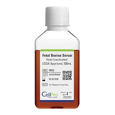 Fetal Bovine Serum (FBS), USDA Approved, 500 mL - Sterile Filtered (Heat-Inactivated)