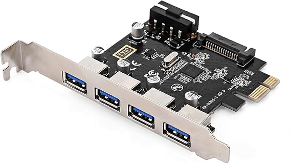 ChenYang 4 Port PCI-E 1X to 4 USB 3.0 HUB PCI Express Expansion Card Adapter with 120mm PCI-E Slot Bracket