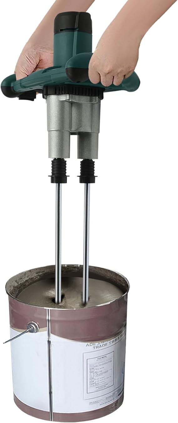 Cement Mixer, 2800W Handheld Electric Mortar Stirrer Tool, Portable Slurry Mixing Machine with 6 Speeds Optional, 2 Gear Concrete Stirrer for Chemical, Pharmaceutical, Feed, Construction (Green)