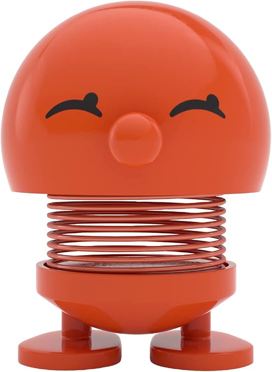 Hoptimist Classic Bimble, Home Decor Ornament - Danish Design, Plastic W/Metal Spring, Small- Creates Cheerful Movement- (Orange)