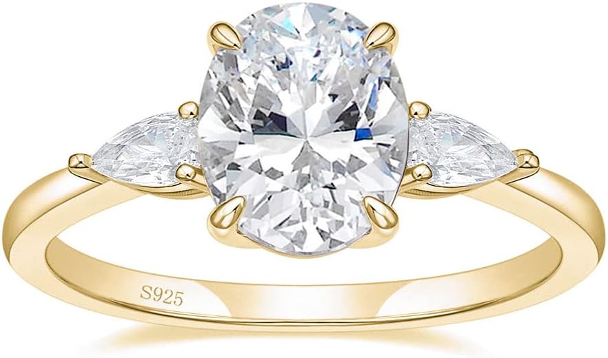 EAMTI Travel Engagement Rings for Women Oval Cut Wedding Band Size 3-13