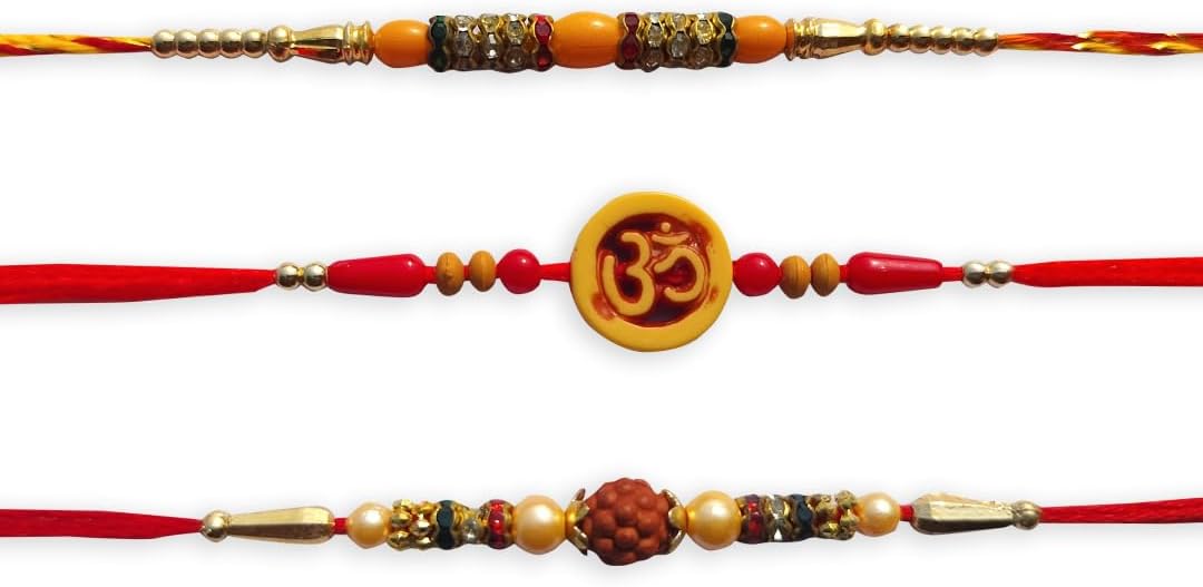 Set of 3 Rakhi and 1 Greeting Card Rakhi For Brother | Exclusive Rakhi Collection | Fancy Design Rakhi | Stone Designer Rakhi | rakhi for bhaiya