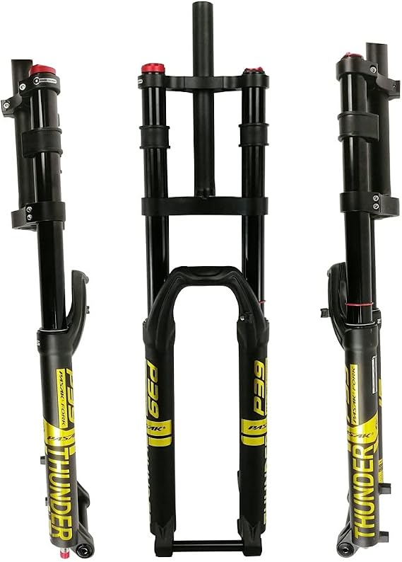 DH Bike Fork 26 27.5 29 Inch Downhill Mountain Bike Suspension Fork Double Shoulder 28.6mm Straight Air Fork Thru Axle 15x100mm Travel 160mm Rebound Adjustable(Gold,26inch)