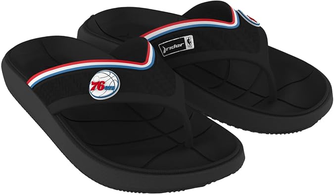 Rider Block NBA Athletic Flip-Flops for Men, Philadelphia 76ers, 13