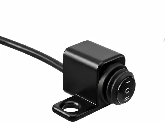 Motorcycle Light Toggle Switch 12V ON-Off-ON Design, Waterproof Handlebar Control for Fog Driving Auxiliary Lamps, Easy Mount Riding Accessory for Most Motorcycles ATV UTV (3 Hole Black)