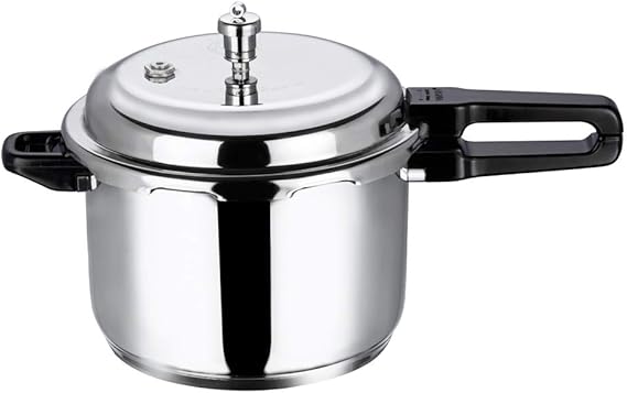 Vinod Pressure Cooker Stainless Steel Outer Lid - 7 Liter Induction Base Cooker Indian Pressure Cooker Sandwich Bottom Best Used For Indian Cooking, Soups, and Rice Recipes, Quinoa