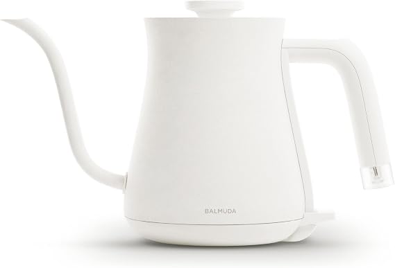 BALMUDA The Kettle | Electric Gooseneck Kettle | Lightweight | Stainless Steel | 0.6L (20fl oz) Capacity | Neon Light Indicator | Perfect for Tea and Coffee | US Version | White