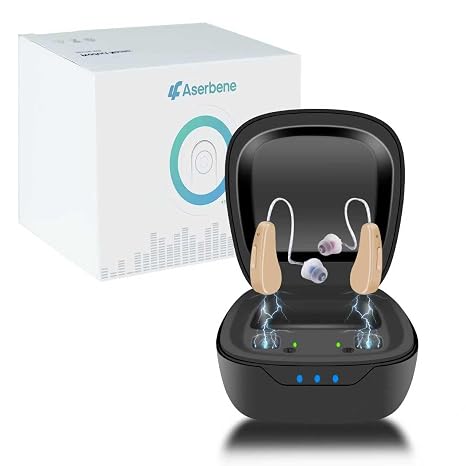 Hearing Aids for Seniors Rechargeable OTC Hearing Devices with Noise Cancelling, Easy to Use, Comfortable & Lightweight Design for Clear Daily Hearing