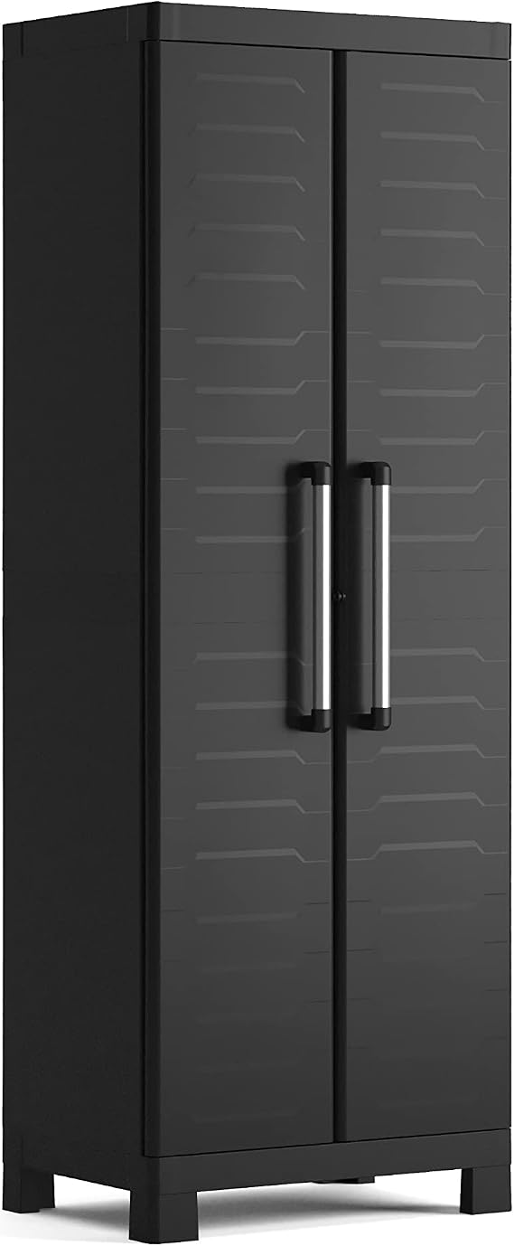 Keter Detroit Tall Indoor Garage Utility Multi purpose Cabinet - Black