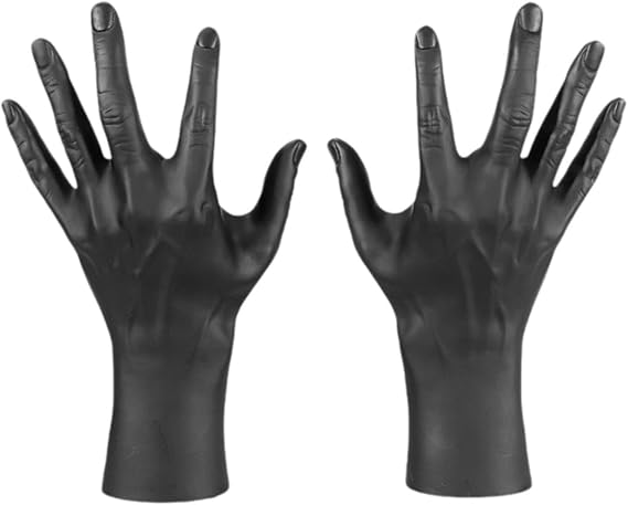 Mannequin Hands Jewelry Display Stand Modern Handmade Portable Rings Organizer Halloween Fake Hands for Dorm Home Photo Props, white (black)